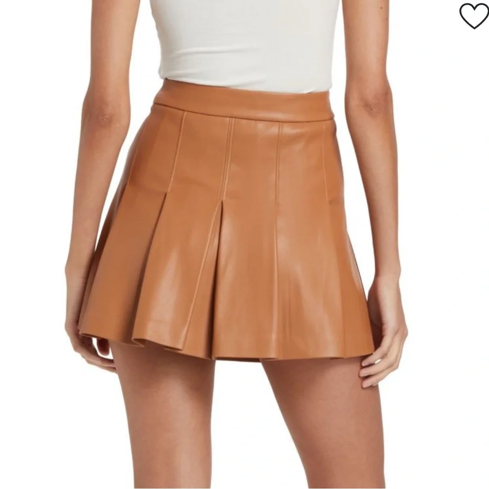 Susana Monaco Pleated Faux Leather Mini Skirt